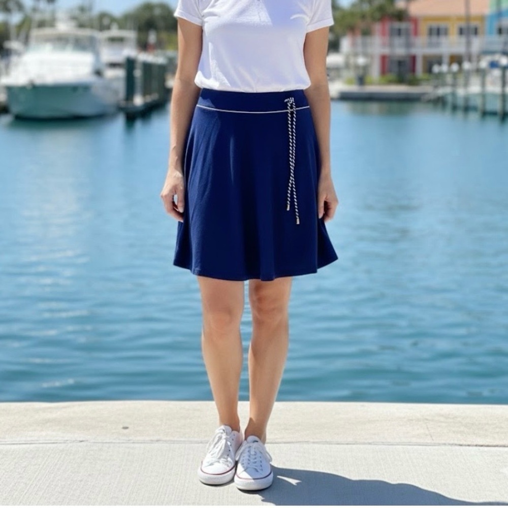 Lilly Pulitzer Navy Skater Skirt with Rope Detail
